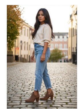 Brown Ankle Boots with Suede Finish and Wedge Heel, Side Zipper woman’s size 9